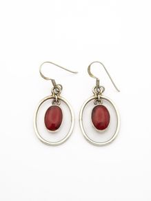 925 Vintage Sterling Silver Red Jasper Earrings
