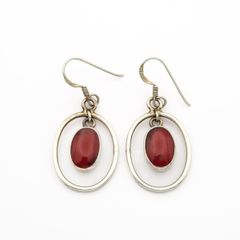 925 Vintage Sterling Silver Red Jasper Earrings
