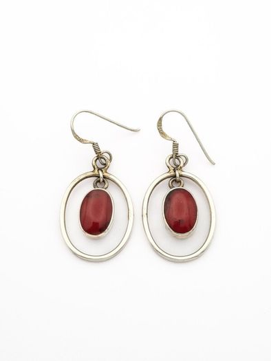 925 Vintage Sterling Silver Red Jasper Earrings