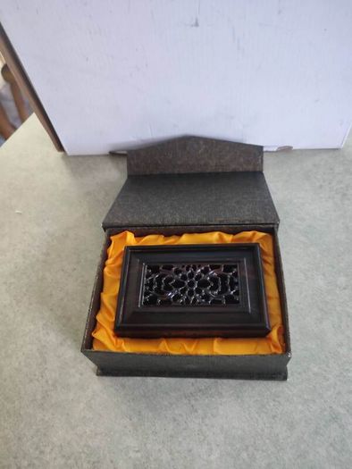 Ebony Wood Small Trinket Box inside presentation box engraved business school shenzhen university.