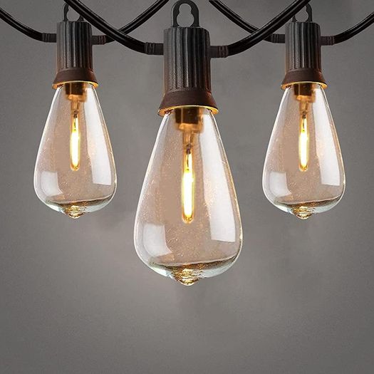 Outdoor String Lights Mains Powered, 100Ft ST38 Garden String Lights with 50+2Pcs LED Filaments Vintage Bulbs, Waterproof IP65 2700K Warm White for Patio Outside Party Wedding Backyard Terrace (FREE SHIPPING)