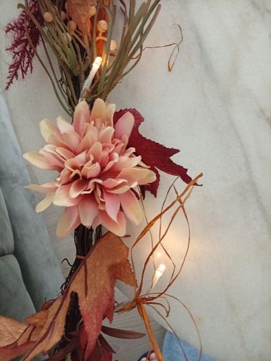 Fall/autumn + Halloween floral light up wreath long