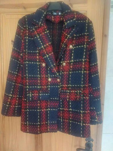 CBR navy tartan blazer (free post)