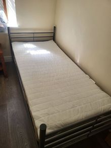 Single bed, steel, with mattress