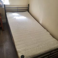 Single bed, steel, with mattress