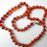 Vintage Natural Red Carnelian Agate Bead Necklace strung on a silk cord length 20" Image 8