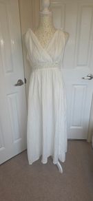 Shein White Boho Maxi Dress Crochet Waist Sleeveless Summer Beach M