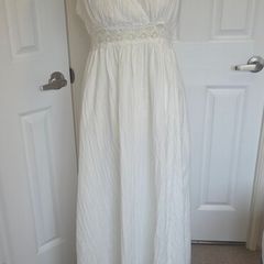 Shein White Boho Maxi Dress Crochet Waist Sleeveless Summer Beach M