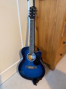 Tiger ACG1 Acoustic Guitar Blue Steel String Beginner Junior Cutaway