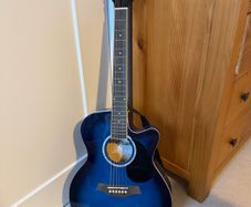 Tiger ACG1 Acoustic Guitar Blue Steel String Beginner Junior Cutaway