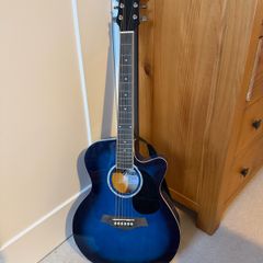 Tiger ACG1 Acoustic Guitar Blue Steel String Beginner Junior Cutaway