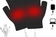 Heated Gloves via USB Mittens, Unisex for Men and Women, Winter Mittens for Warm Hands, Warm, for Working on Laptop, Fingerless, Knitted Gloves, Washable