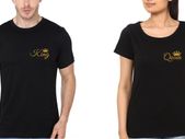 King Queen Couple Tees Tops T-shirts Great Gift Present For Valentines Day Idea Black Tees