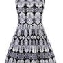Karen Millen Black Blue Jacquard Fit Flare Knit Dress Image 3