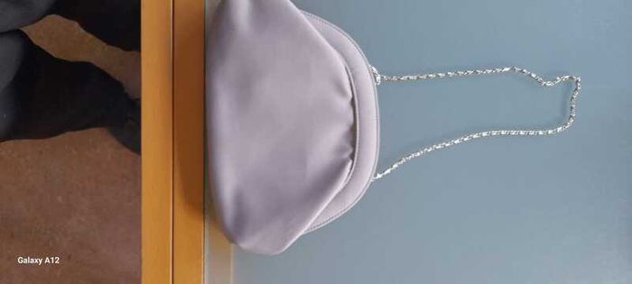 Marks and Spencer silver satin clutch bag - new