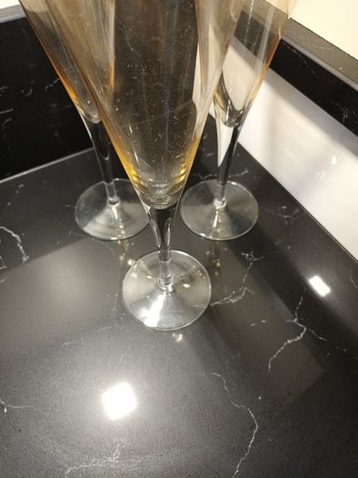 3 champagne glasses