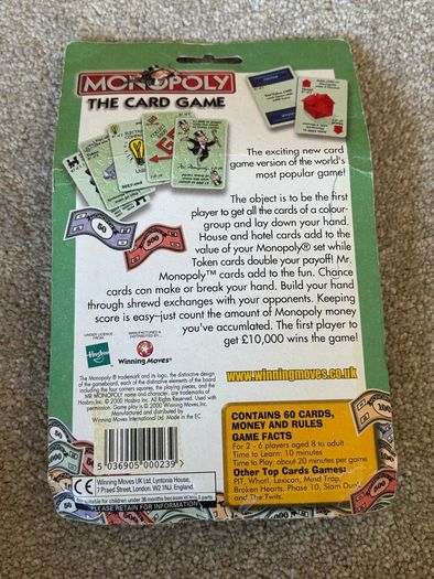 Vintage 2000 Monopoly Card Game