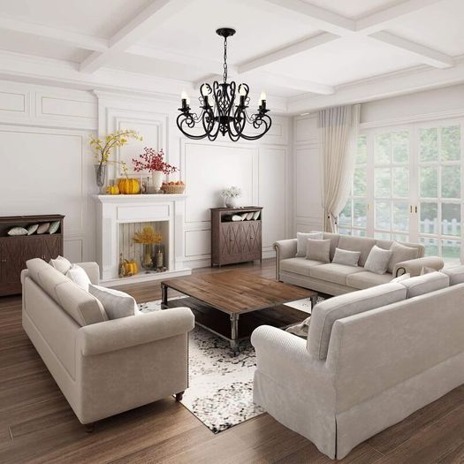 8-Light Vintage Black French Country Chandelier: