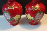 8" Pair of Shende Tang Hand painted Chinese Vintage Vases