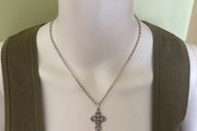 Cross silver tone necklace