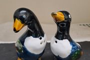 Vintage Ceramic Duck Salt Pepper Shakers Pair