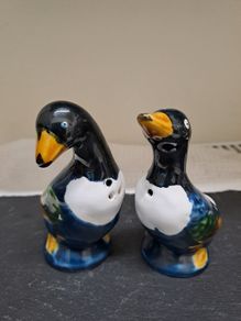 Vintage Ceramic Duck Salt Pepper Shakers Pair