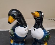 Vintage Ceramic Duck Salt Pepper Shakers Pair