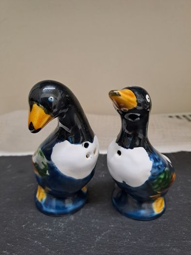 Vintage Ceramic Duck Salt Pepper Shakers Pair