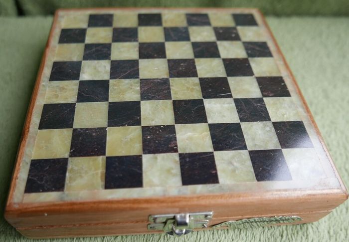 Chess Set made from Stone and Wood 6,5" x 6,5"