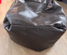Dark Brown Faux Leather Cube Bean Bag