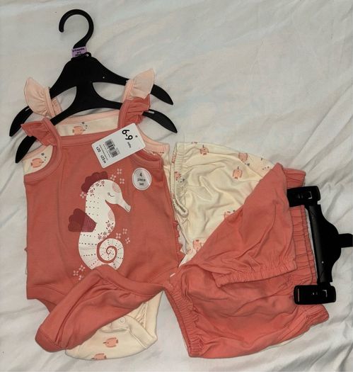 Mothercare string vest & shorts set x2