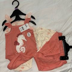 Mothercare string vest & shorts set x2