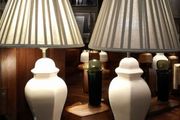 Pair of tall,elegant brass base lamps