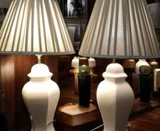 Pair of tall,elegant brass base lamps