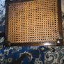 Antique solid wood foot rest with cane top Image 2