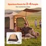 Camping Tent, 4 Person Inflatable Cabin Tent with Rechargeable Pump, TPU Air Tube & 5 Large Mesh Windows, Portable Easy Setup Waterproof with Carry Bag for Family Outdoor Camping & Hiking, Beige Image 5