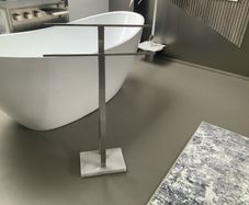 bath towel holder Matt chrome and white marble base