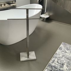 bath towel holder Matt chrome and white marble base