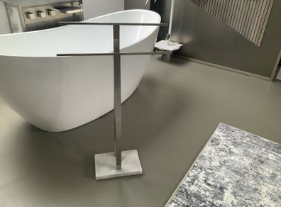 bath towel holder Matt chrome and white marble base