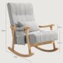 Rocking chair with lumbar cushion, wide seat, beech frame, up to 120 kg, gray Image 2