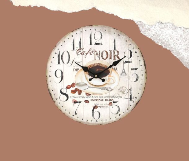 Cafe Noir Shabby Chic Coffee Cup Clock