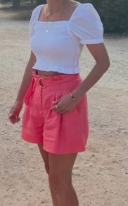Dkny white cropped elasticated top