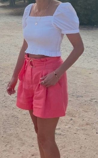 Dkny white cropped elasticated top