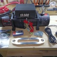 New winch 6  tone 12v suit recovery jeep  etc Electric Winch 13500 LBS/ 6123KG 12V 27M/92FT Synthetic Tow Rope 3 remote contro