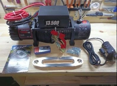 New winch 6  tone 12v suit recovery jeep  etc Electric Winch 13500 LBS/ 6123KG 12V 27M/92FT Synthetic Tow Rope 3 remote contro