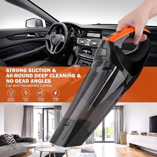 6500pA Handheld Vacuum Cleaner, Cordless Handheld Vacuum with Rechargeable 2500mAh Battery for Home and Car