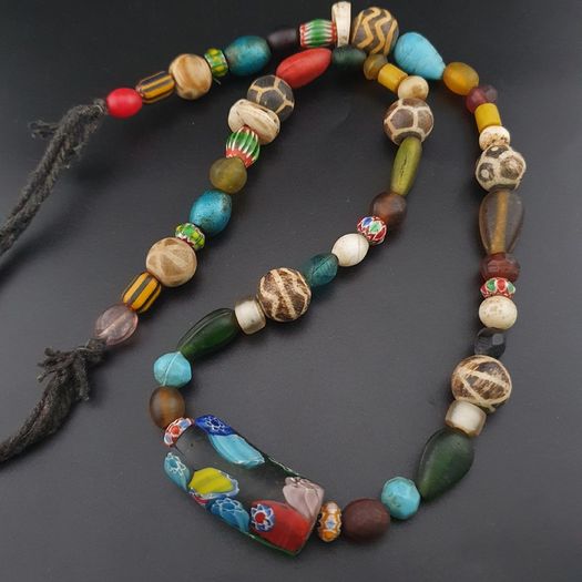 Rare Vintage Asian African Pumtek Pyu Glass Bead Necklace