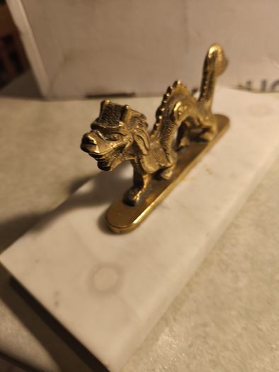 Vintage Brass Dragon on plinth of marble