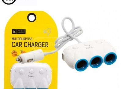 Car charger C1 dual USB triple cigarette lighter charging adapter - HOCO