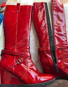 PEDROANTON Red Leather Patent Boots
